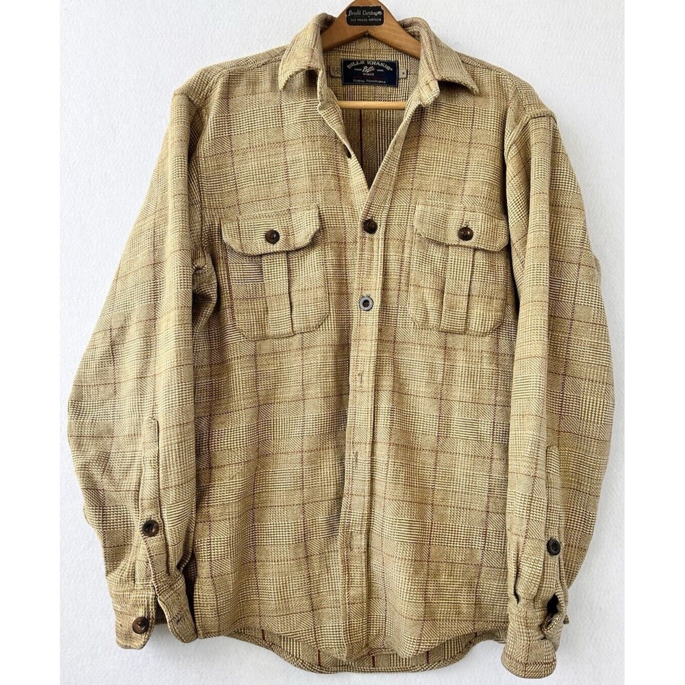 Men's Casual Button-Down Shirt in Beige Plaid
